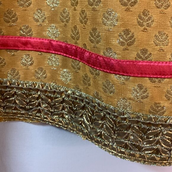 Kibar Indian or South Asian style size Small Gold & Pink Brocade Dress Kurta - Picture 4 of 8